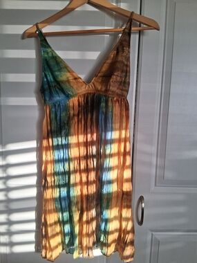 Lucky Brand Multicolor Tie-Dye Maxi Dress - Blue, Green, Brown